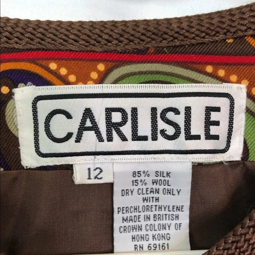 Carlisle Women's Floral Paisley Quilted Silk/Wool Blended Jacket Size 12